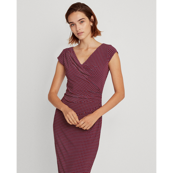Ruby/Blue/Champagne Geometric-Print Jersey Dress Lauren 4