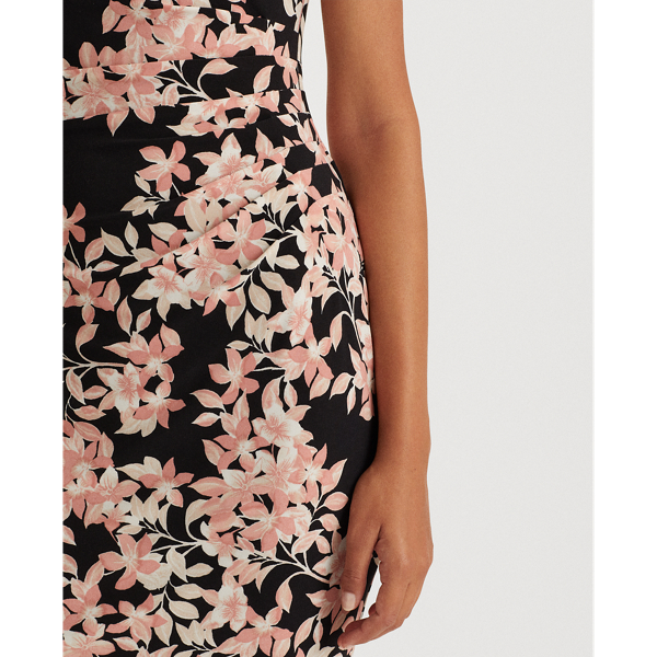 Abito a fiori scollo a barchetta Lauren in Nero/Rosa/Multicolore 6