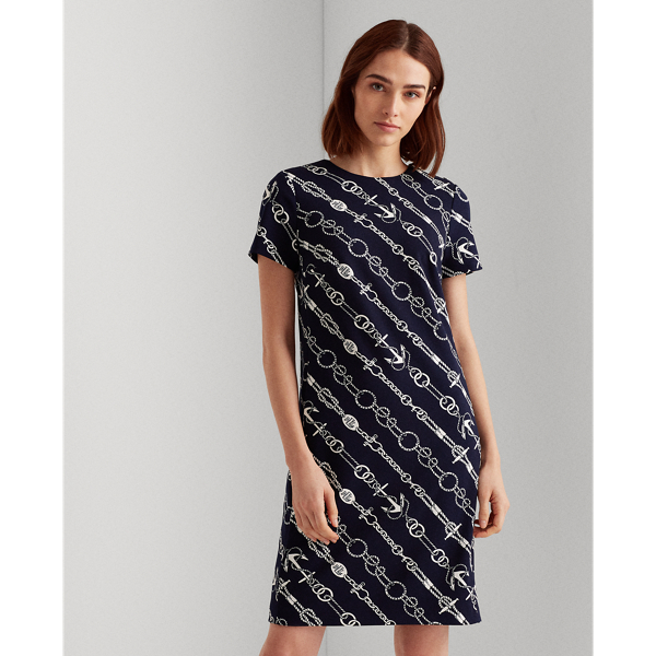 Lighthouse Navy/Colonial Anchor-Print Jacquard Dress Lauren 4