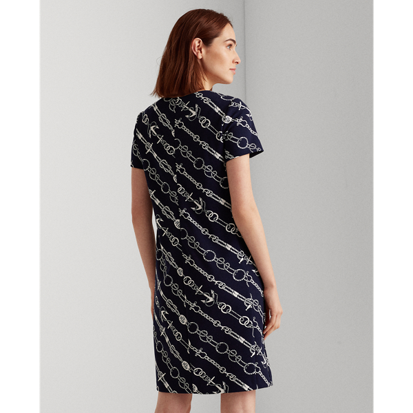Lighthouse Navy/Colonial Anchor-Print Jacquard Dress Lauren 5