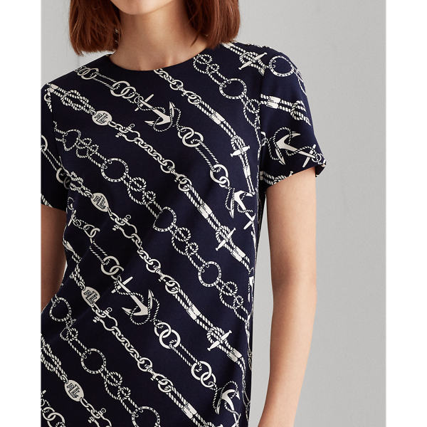 Lighthouse Navy/Colonial Anchor-Print Jacquard Dress Lauren 6