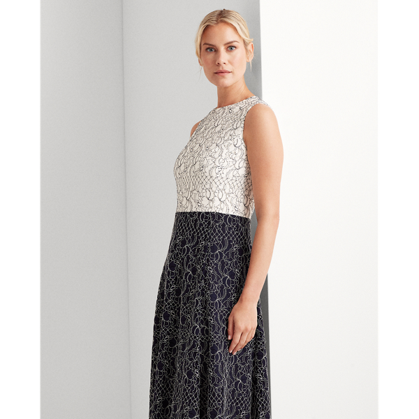 Navy/White Two-Tone Lace Dress Lauren 4