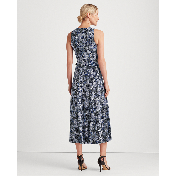 Floral Jersey Sleeveless Dress Lauren in Lh Navy/Blue/Colonial Cre 5