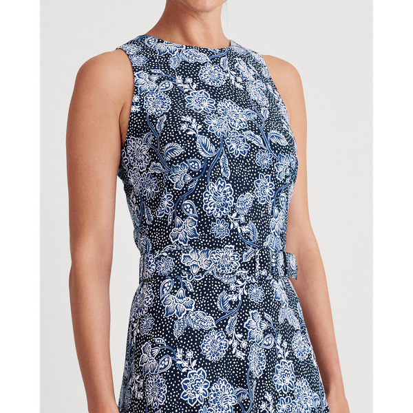 Floral Jersey Sleeveless Dress Lauren in Lh Navy/Blue/Colonial Cre 6