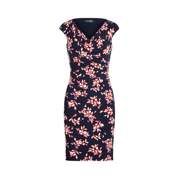 Navy/Red/Cream Floral Jersey Dress Lauren 2