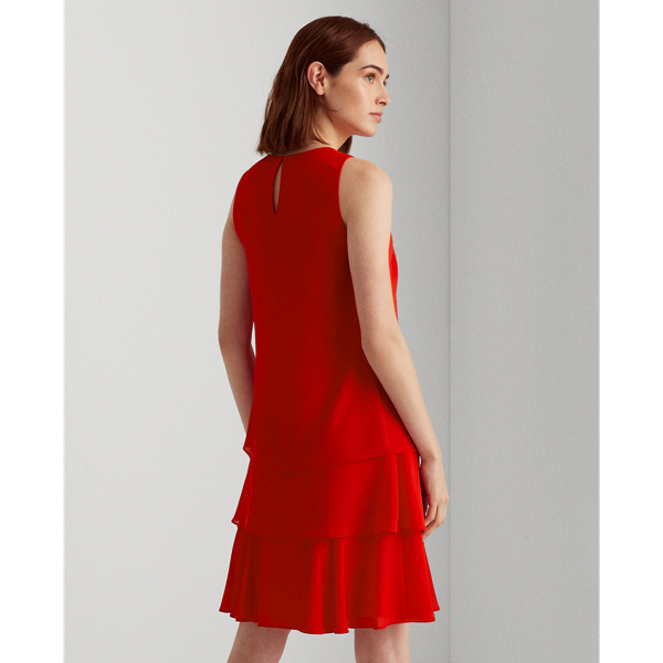 Orient Red Georgette Shift Dress Lauren Petite 4