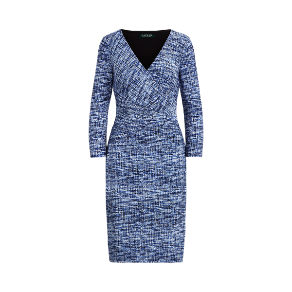 Robe jersey encolure en&nbsp;V crois&eacute;e &agrave; motif