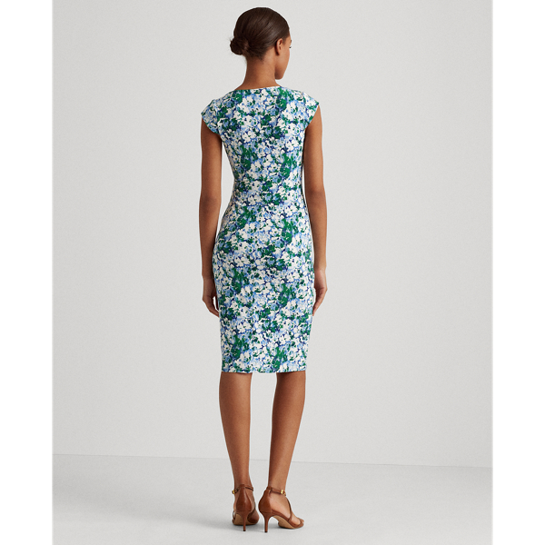 Colonial Cream/Green/Mult Floral Jersey Dress Lauren Petite 5
