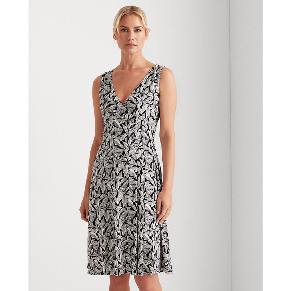 Lighthouse Navy/Colonial Printed Jersey Surplice Dress Lauren Petite 3