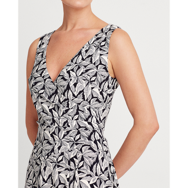 Lighthouse Navy/Colonial Printed Jersey Surplice Dress Lauren Petite 5