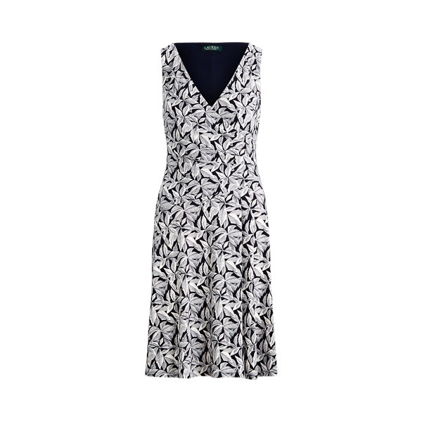 Printed Jersey Surplice Dress Lauren Petite 1