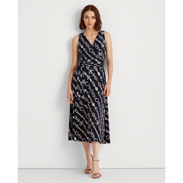 Robe en jersey nou&eacute;e &agrave; la taille Lauren Petite en Marine phare/Cr&egrave;me colonial 4