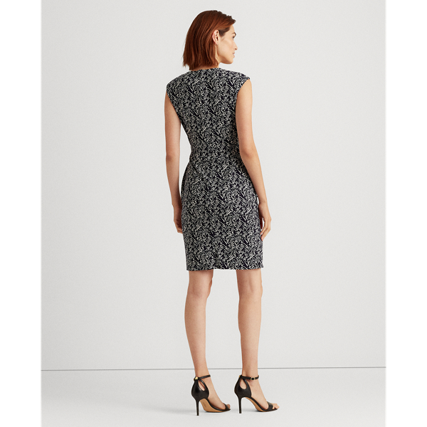 Lighthouse Navy/Colonial Print Jersey Surplice Dress Lauren Petite 4