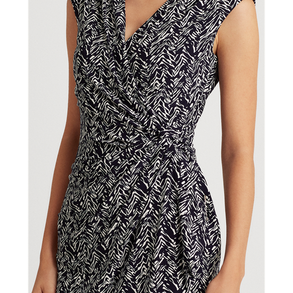 Lighthouse Navy/Colonial Print Jersey Surplice Dress Lauren Petite 5