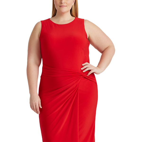 Orient Red Jersey Sleeveless Dress Lauren Woman 3