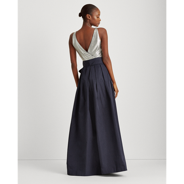 Lighthouse Navy/Dark Grey Metallic-Taffeta Gown Lauren 5