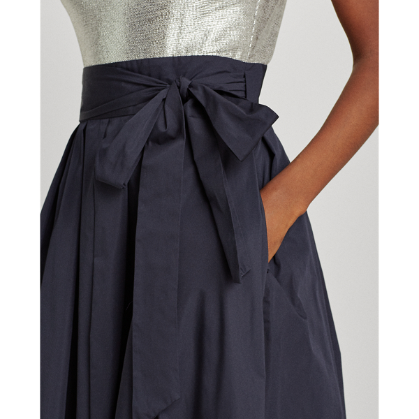 Lighthouse Navy/Dark Grey Metallic-Taffeta Gown Lauren 6
