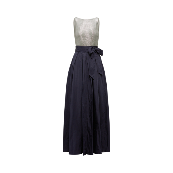 Lighthouse Navy/Dark Grey Metallic-Taffeta Gown Lauren 2