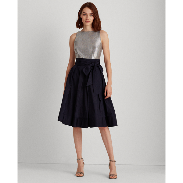 Lighthouse Navy/Dark Grey Sleeveless Taffeta Dress Lauren 4