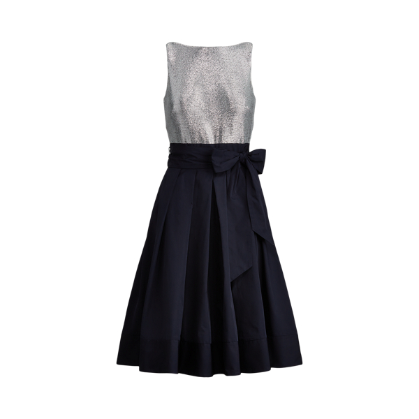 Lighthouse Navy/Dark Grey Sleeveless Taffeta Dress Lauren 2