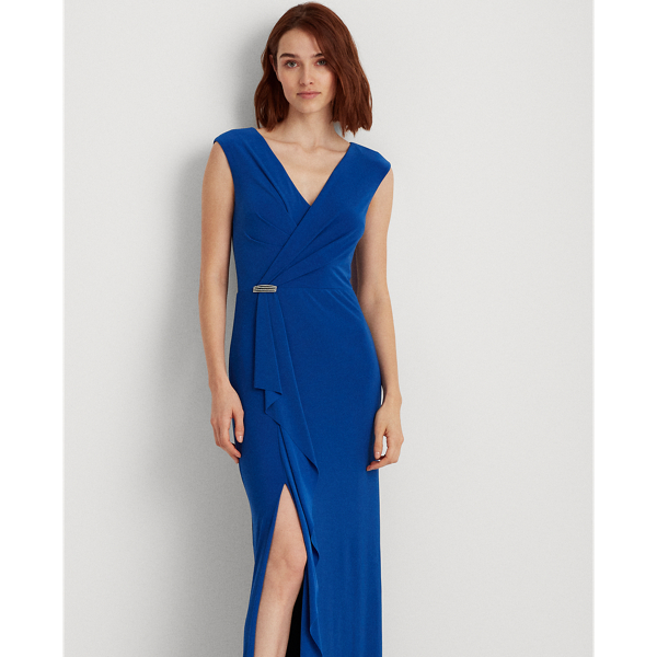 Portuguese Blue Ruffle-Trim Jersey Gown Lauren 4