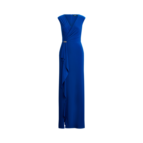 Ruffle-Trim Jersey Gown Lauren 1