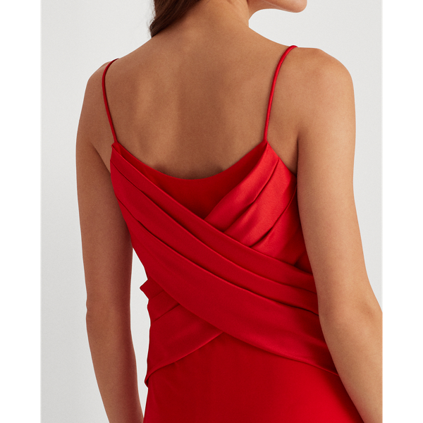 Orient Red Wrap-Style Matte Jersey Dress Lauren 6