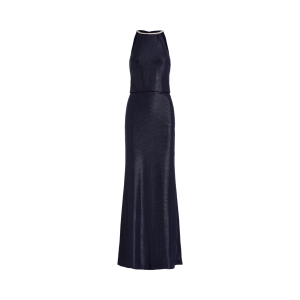 Metallic Halter-Neck Gown Lauren 1