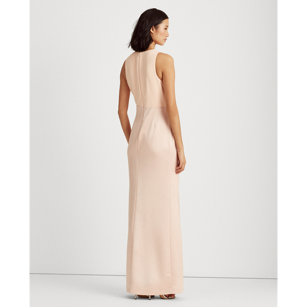 Peachy Sky Sleeveless Satin-Crepe Gown Lauren 5
