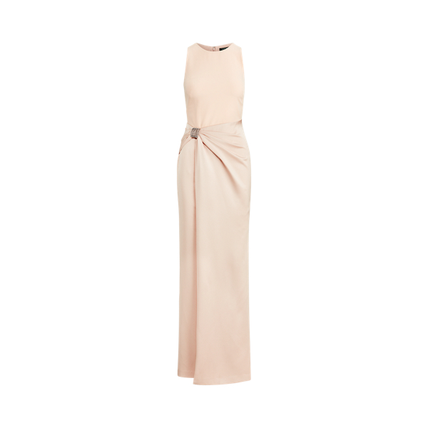 Peachy Sky Sleeveless Satin-Crepe Gown Lauren 2