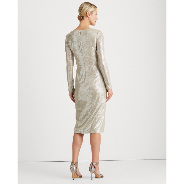Silver Frost Shine Sequined Surplice Dress Lauren 5