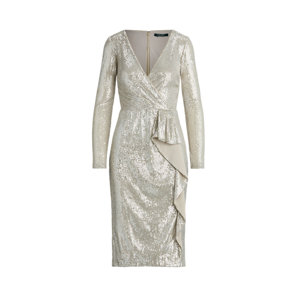 Silver Frost Shine Sequined Surplice Dress Lauren 2