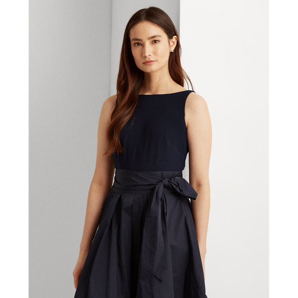 Lighthouse Navy Sleeveless Taffeta Dress Lauren 4