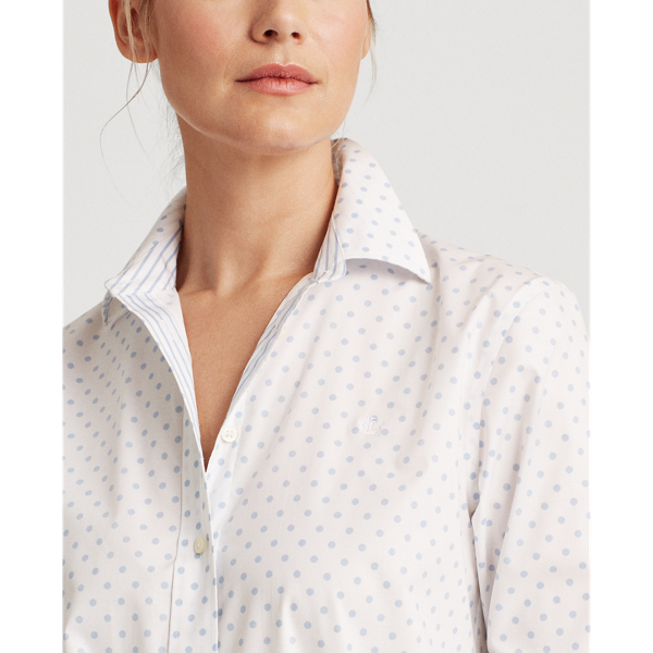 White/Estate Blue Multi Polka-Dot Easy-Care Shirt Lauren 5