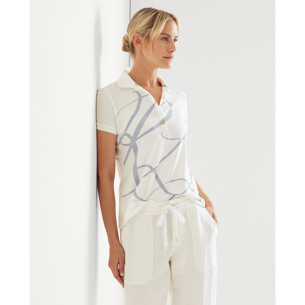White Pique Polo Shirt Lauren 4