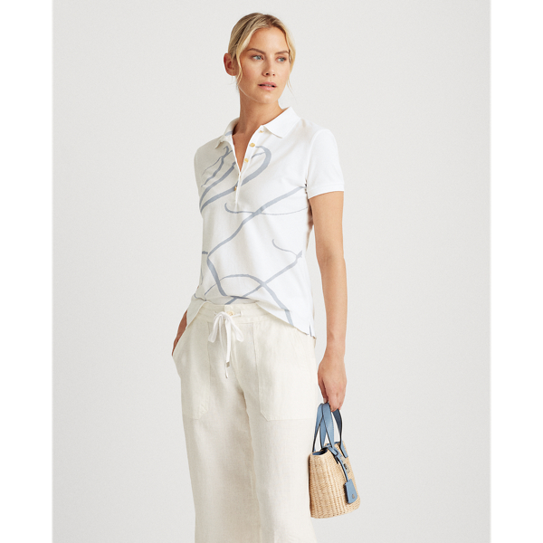 White Pique Polo Shirt Lauren 6