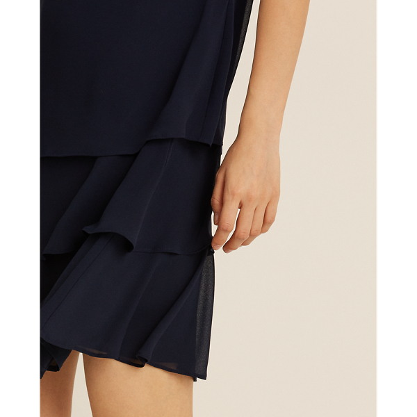 Lighthouse Navy Georgette Shift Dress Lauren 6