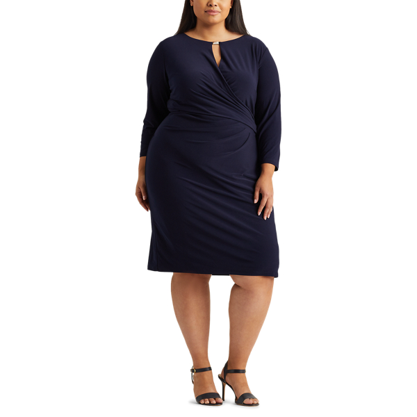 Lighthouse Navy Wrap-Style Jersey Dress Lauren Woman 3