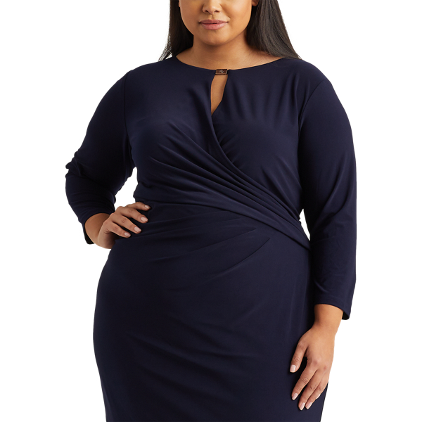Lighthouse Navy Wrap-Style Jersey Dress Lauren Woman 4