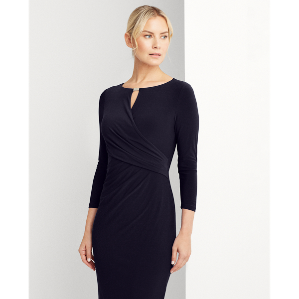 Lighthouse Navy Wrap-Style Jersey Dress Lauren 3