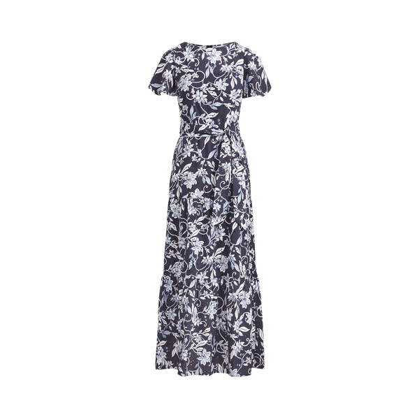 Robe trap&egrave;ze fleurie en coton Lauren en 1