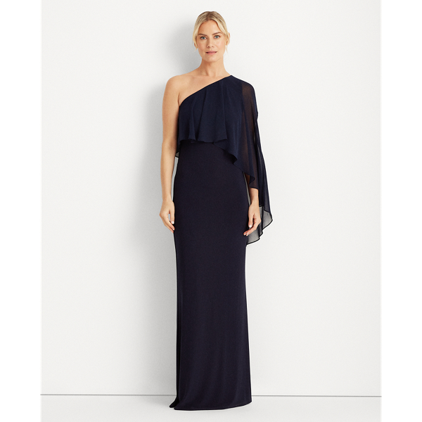 Lighthouse Navy Jersey Cape Gown Lauren 4