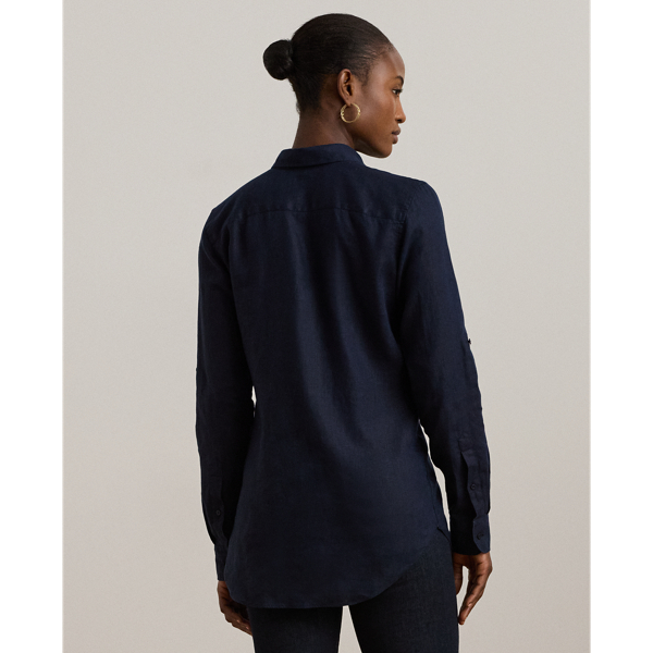 ラルフ・ローレン Lauren Ralph Lauren Roll-Tab-Sleeve Linen Shirt レディース シャツ トップス Pol Linen Shirt | Ralph Lauren