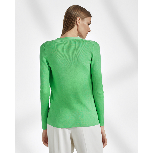 Mint Green Rib-Knit Silk Cardigan Ralph Lauren Collection 4