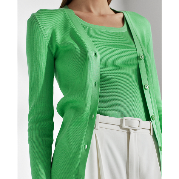 Mint Green Rib-Knit Silk Cardigan Ralph Lauren Collection 5