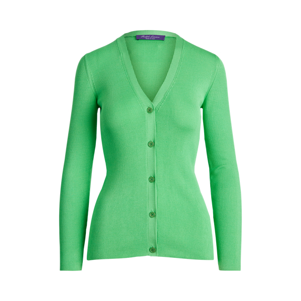 Mint Green Rib-Knit Silk Cardigan Ralph Lauren Collection 2