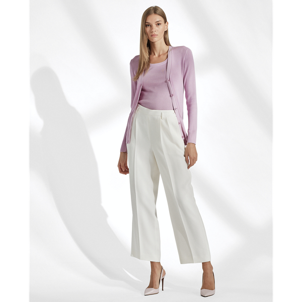 Pale Orchid Rib-Knit Silk Cardigan Ralph Lauren Collection 3