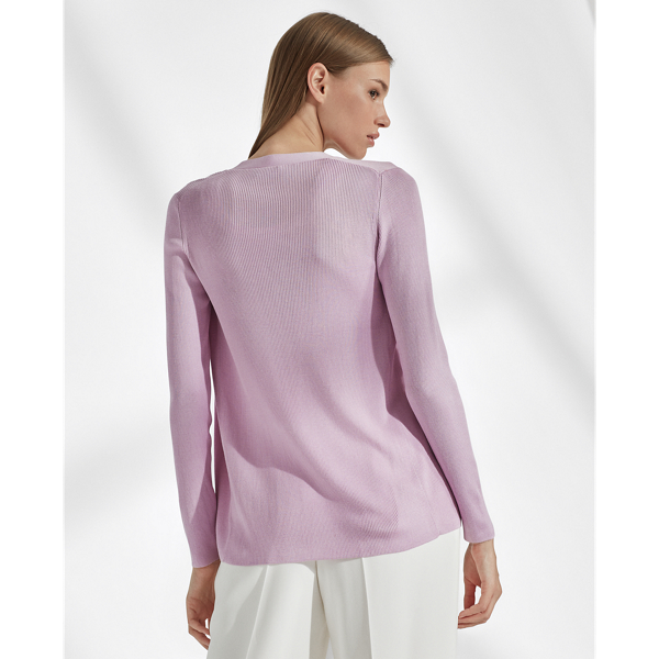 Pale Orchid Rib-Knit Silk Cardigan Ralph Lauren Collection 4