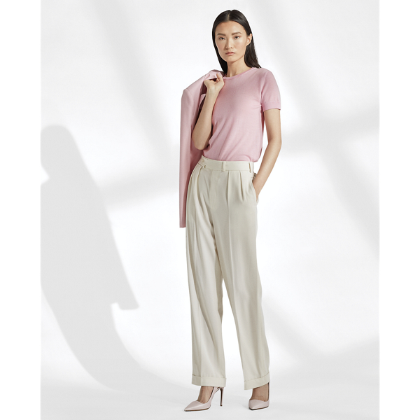 Ballet Pink Rib-Knit Silk T-Shirt Ralph Lauren Collection 3