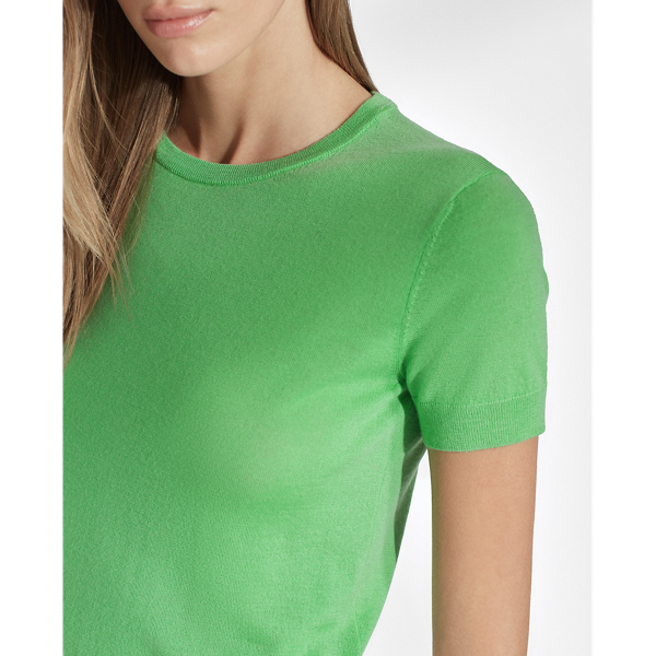 Mint Green Rib-Knit Silk T-Shirt Ralph Lauren Collection 5